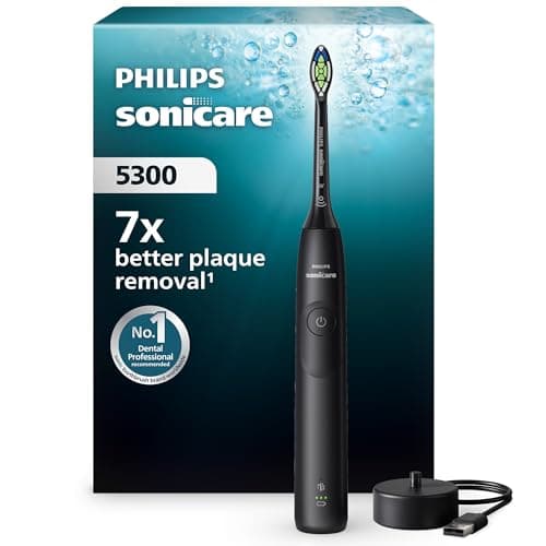 Image of Philips Sonicare 5300 Electric Toothbrush, Sonic Toothbrush with 2 Intensity Levels, Pressure Alert, EasyStart, SmarTimer and BrushPacer, Black, Model HX7101/01 [New Technology]