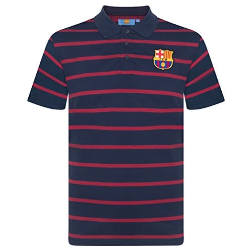 Image of FC Barcelona Official Football Gift Mens Striped Polo Shirt Navy Medium