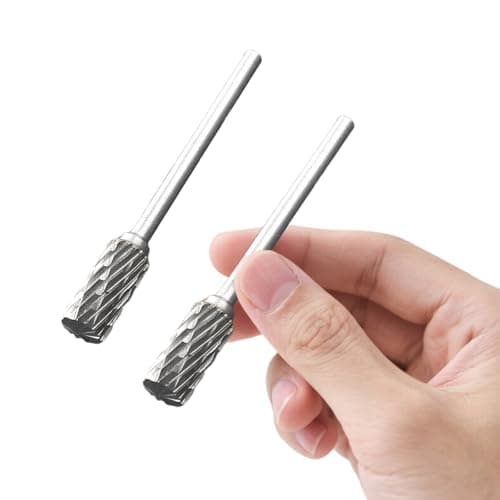 Image of 2 PCS Carbide Die Grinder Bits for Rotary Tool High Speed Double Cut Tungsten Steel Rotary Burr Drill Bit Cylindrical File Carving Tools for Plastic Wood Metal Grinding Engraving Polishing