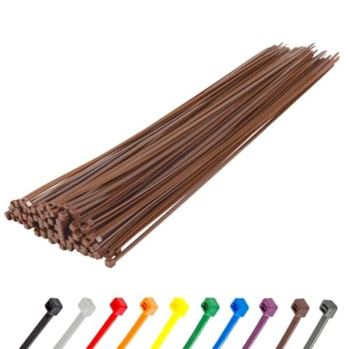 Image of Gocableties Heavy Duty Long Brown Cable Ties, 370mm x 4.8mm, Pack of 100, Premium Nylon Zip Ties, Plastic Tie Wraps, Secure Self-Locking Mechanism, for Home, Garden, Office and DIY