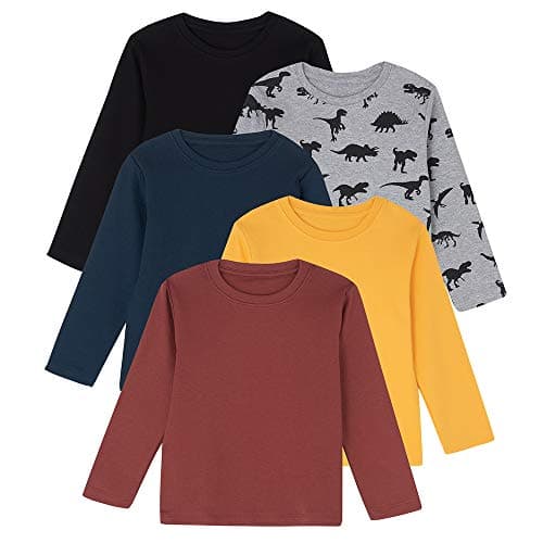 Image of Lovjoy Kids’ Long Sleeve T-Shirts – Soft 100% Cotton Tops for Boys & Girls – Ideal for Nursery, School & Play – Multi-Pack – 12 Months to 6 Years