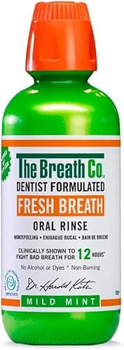 Image of The Breath Co. Alcohol Free Mouthwash - Dentist Formulated Oral Rinse for 12 Hours of Fresh Breath - Mild Mint Flavour, 500ml