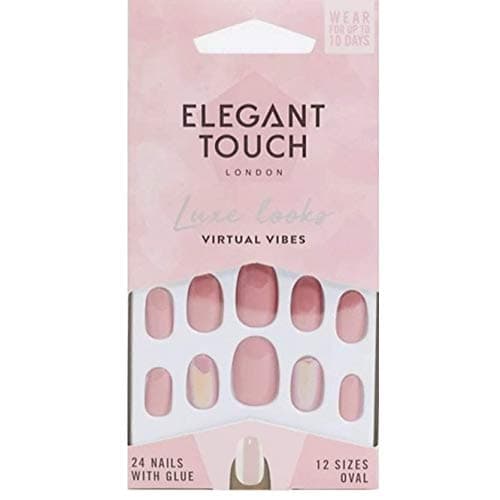 Image of Elegant Touch Luxe Looks False Nails Collection Virtual Vibes 24 Oval Shaped Nails With Glue