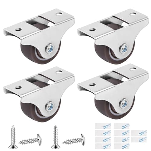 Image of Flintronic Wheels for Furniture, 4PCS Small Castor Wheel, Fixed Heavy Duty Rubber Castors wheels, Low Profile Self-Adhesive Caster-Wheels, Trolley wheel for Small Appliances, Luggage, Drawer, Carts