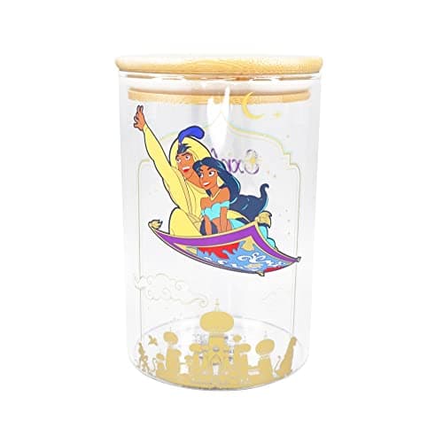 Image of Disney Half Moon Bay Aladdin Glass Storage Jar With Lid - 950ml - Aladdin - Jasmine Gifts For Adults