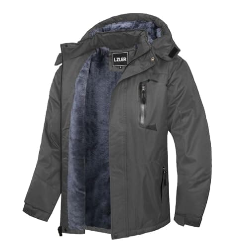 Image of LZLER Men's Winter Jackets Warm Windproof Ski Snow Winter Coats Waterproof Fleece Windbreaker Snowboarding with Hood