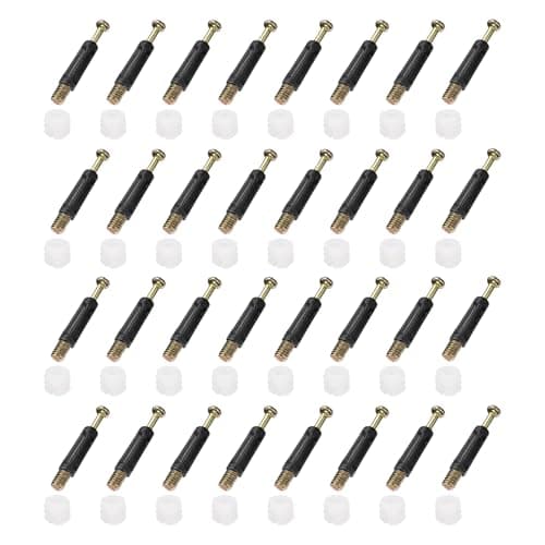 Image of sourcing map 50Pcs Plastic Hinge Dowel Inserts, M6 x 10.5mm Furniture Pre-Inserted Nuts with Threaded Opening with Dowels Screws for Kitchen Cabinet Door Hinges, White