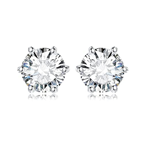 Image of JewelryPalace Round Cut 2ct Cubic Zirconia Solitaire Stud Earrings for Women, 925 Sterling Silver 14k White Gold Plated Earrings for Her, Classic Simulated Diamond Earrings Jewellery Sets