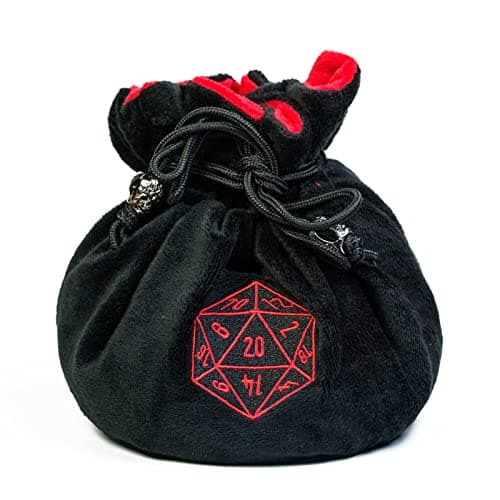Image of cusdie High-Capacity Velvet Dice Bags with Pockets Storage Bag Capacity 200+ Dice Holder for DND RPG Game Dices Collection(Black)