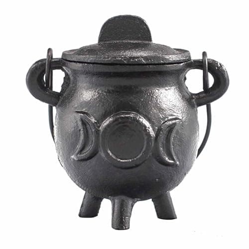 Image of Ancient Wisdom Cast Iron Cauldron, Perfect for Witchcraft, Energy Spells, Halloween Altar, Pagan, and Wiccan Rituals (Tripple Moon, 6.5x13cm)
