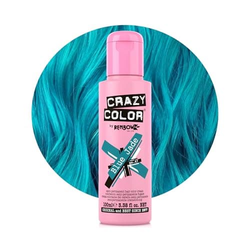 Image of Crazy Color Vibrant Blue Jade Semi-Permanent Hair Dye. Highly Pigmented Teal Aquamarine Conditioning & Oil Nourishing Vegan Formula | No Bleach or Ammonia | 100ml