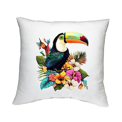 Image of Shopagift Toucan Lover Cushion Cover Tropical Rainforest Bird Gift Bedroom Lounge Accessory - 40cm x 40cm