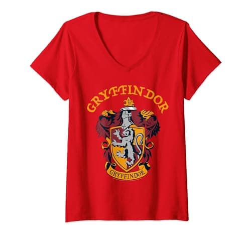 Image of Womens Harry Potter Gryffindor Crest V-Neck T-Shirt