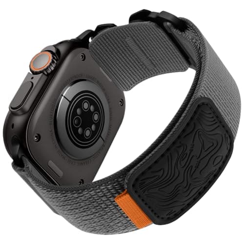 Image of Bandletic Compatible with Apple Watch Ultra 3/2/1 Straps - Nylon Loop Strap Compatible with iWatch Ultra 49mm, Series 11/10 46mm, 9/8/7 45mm, SE3 2/SE/6/5/4 44mm, 3/2/1 42mm, Grey Soft Strap for Men