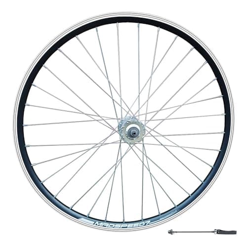 Image of Madspeed7 QR 26" (ETRTO 559x19) MTB Mountain Bike FRONT Wheel - Disc & Rim Brake Compatible - Sealed Bearings Hub 9x100mm QR - Double Wall - 32x Silver Spokes