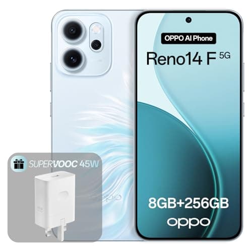 Image of OPPO Reno14 F 5G 8+256GB, AI Android Unlocked Smartphone, 6.57" 120Hz AMOLED Display, 50+32MP AI Camera, 6000mAh Battery, IP69 Water Resistance, Opal Blue (Include 45W SUPERVOOC Charger)