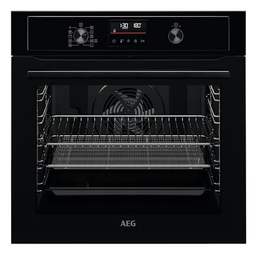 Image of AEG 3000 Series Integrated Oven with AirFry BEX535A61B, 72L, Fast Heat Up, Multilevel Cooking, Turbo Grill, Fan Controlled Defrosting, Aqua Cleaning, LED Light, Built-In 590x560x550mm, Class A+, Black