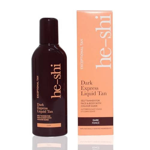 Image of He-Shi Self Tan Express Instant Fake Tan Liquid – Dark Natural Quick Dry Formula with Tropical Smell - Vegan & Cruelty Free - Dark Bronzing Glow (150ml)