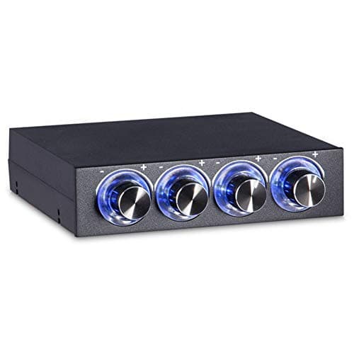 Image of Generic 4 Channel Computer Fan Speed Temperature Controller Blue LED PC Cooling System for Gaming PC Computer Case Black 10 x 10 x 2.1cm