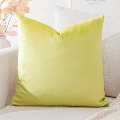 Image of Artscope Luxury Velvet Cushion Covers Super Soft Decorative Square Throw Pillow Covers Case Cushion Covers for Sofa Couch Bedroom Car Decor 40x40cm Lemon Yellow