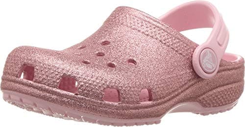 Image of Crocs Unisex Kids Classic Glitter Clog K Clogs, Pink Lemonade, 9 UK Child