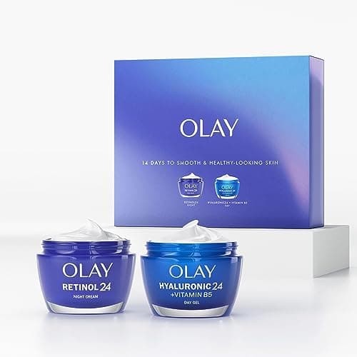 Image of Olay Skincare Gift Set: Hyaluronic Acid Face Moisturiser + Retinol 24 Night Cream, Skin Care Christmas Gifts For Women With Niacinamide, For Smooth & Hydrated Skin, 50ml + 50ml