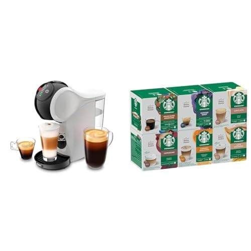 Image of NESCAFÉ DOLCE GUSTO Genio S Automatic Coffee Machine White Starter Kit, Including 6 boxes of STARBUCKS Mixed Cup Coffee Pods