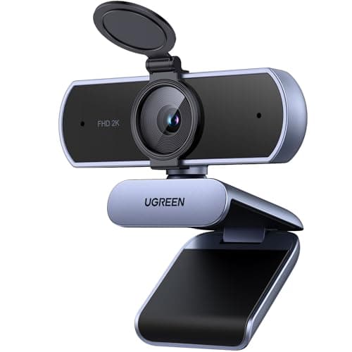 Image of UGREEN 2K/30fps Webcam for PC, Automatic Light Correction, Webcam with Dual Microphones, Privacy Cover, Plug & Play, PC Camera for Mac, Laptop, Zoom, Skype, Streaming, Video Conferences, Grey