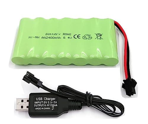 Image of Yangers Rechargeable 8.4V 2400mAh 7S NI-MH Battery AA Pack SM 2P 2 Pin Plug Connector with USB Charger Set for RC Car Off Road Truck Jumper Crawler Boat Excavator Toys