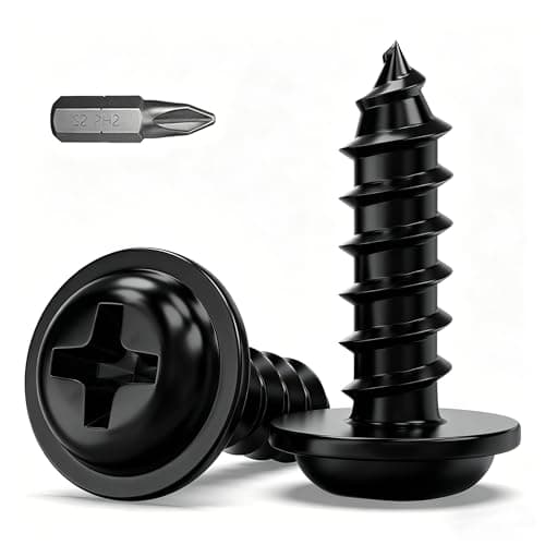 Image of Zynthor 100Pcs M4 x 12mm Black Self Tapping Screws, Phillips Pan Head Screws with Washer, 304 Stainless Steel Screw, Wood Screw for Metal, Plastic and DIY Projects
