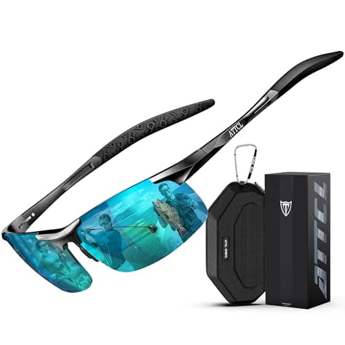 Image of ATTCL Men's Sports Polarized Sunglasses For Driver Golf Fishing Unbreakable Metal Frame 8177 Blue mirrored