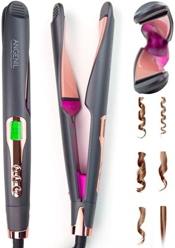 Image of ANGENIL Pro Twist Hair Straighteners for Women, Dual Voltage Hair Straighteners and Curler 2 in 1, Multi-Stylers Round Hair Curling Iron with Anti Silicone Mat, LCD Display, (130°C-230°C)