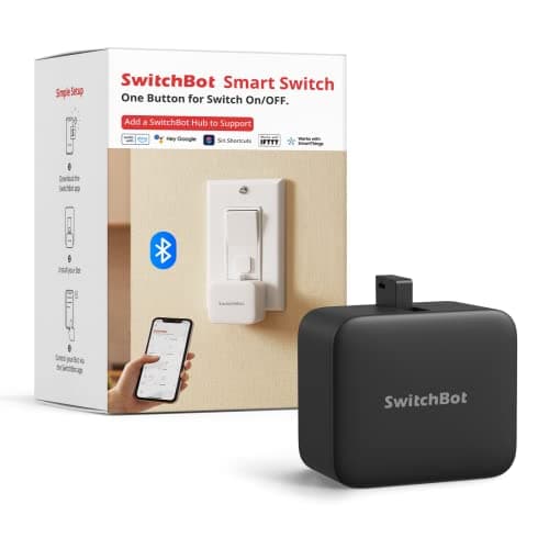 Image of SwitchBot Smart Switch Button Pusher - Fingerbot for Automatic Light Switch, Timer and APP Bluetooth Remote Control, Works with Alexa, Google Home, IFTTT When Paired with SwitchBot Hub (Black)