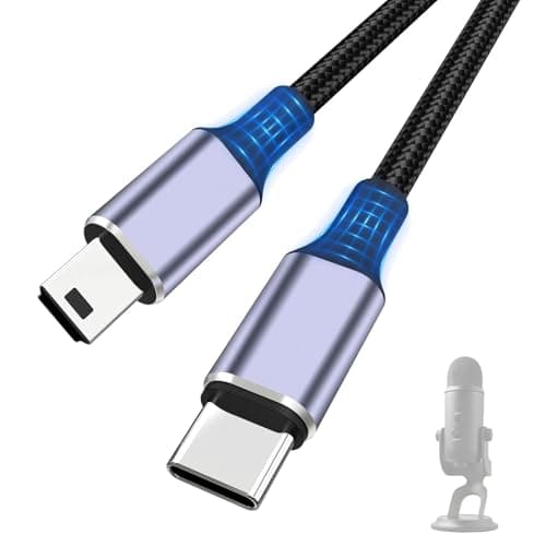 Image of USB C to Mini USB Cable, 3.3FT Type C to Mini 5-Pin Charging Cord Compatible with Blue Yeti Black Out, MIC Recording Mic, Pro USB Mic, Blue Snowball iCE USB Microphones for New iPhone 17, PC, Laptop