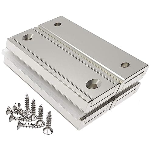 Image of MagnetPro 4 Pieces of Rectangular Magnets 120 LB Force 60 x 20 x 6 mm with Hole and Steel Capsule, Household and Industrial Pot Magnet with Screws