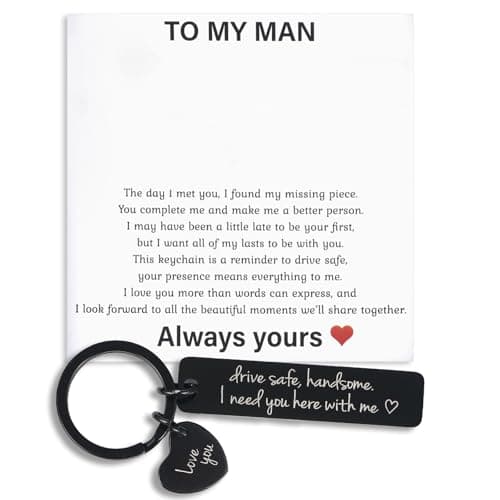Image of Ouligay Drive Safe Keyring Gifts for Boyfriend Him Husband Fiance Men, Valentine's Day Gift for Boyfriend Birthday Christmas Romantic Men Bf Romantic I Love You Gifts Presents