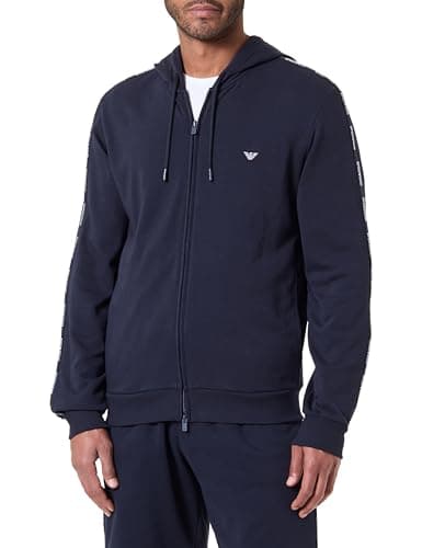 Image of Emporio Armani Men's TERRY HOODED ZIP SWEATSHIRT Blue XL