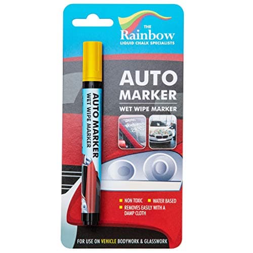 Image of RAINBOW CHALK MARKERS LTD YELLOW AUTO MARKER - REMOVABLE PAINT FOR BODY PANELS AND WINDSCREENS