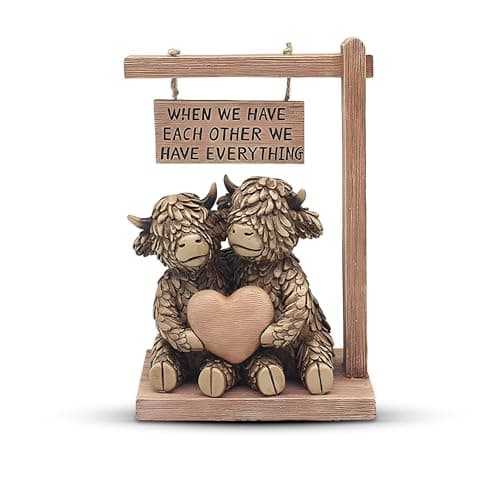 Image of Lesser & Pavey Hughie Highland Cow Each Other Figurine For Home & Office | Home Decor Ornaments Gift For Women & Men | Beautiful Figurine For Indoor & Outdoor | Living Room Decor Ornaments