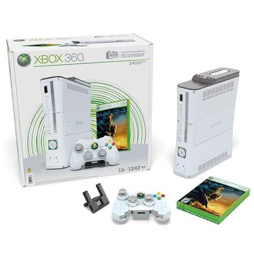 Image of MEGA Microsoft Collectible Building Set, Xbox 360 Replica Model with 1342 Pieces, Controller and LED Lights, Build & Display Toy for Adult Collectors, HWW15