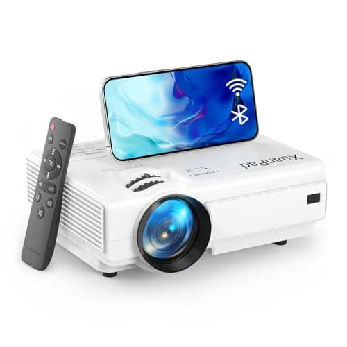 Image of XuanPad Mini Projector, 2026 Upgraded WiFi 6 Bluetooth 5.2, White Portable Home Cinema, Full HD 1080P, Outdoor Garden Ready, 200" Display, Compatible with TV Stick, iPhone, Android, Laptop & HDMI