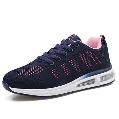 Image of MINBEI Womens Sneakers Lightweight Ladies Trainers Breathable Woman Running Shoes Daily Walking Outdoor Fitness Athletic Lace Up Flat Fitness Air Sports Shoes Size 5 UK Blue(Label 38)