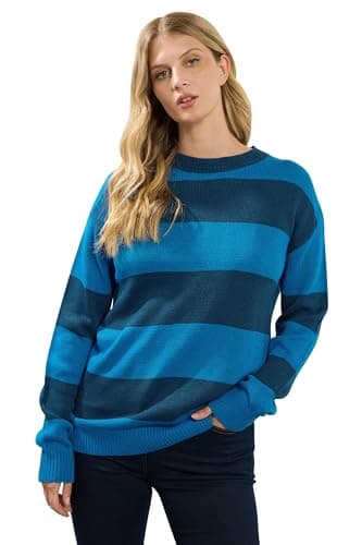 Image of Long Tall Sally - LTS Tall Knitted Stripe Crew Neck Jumper - Women's Blue