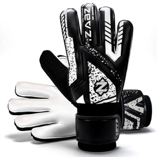 Image of ZABZ Goalkeeper Gloves Non-slip Latex Material Soccer Goalie Football Goalkeeping Gloves Wrist Protection For Kids Youth and Adults (White, Size 6 suitable for 13 to 15 years old)