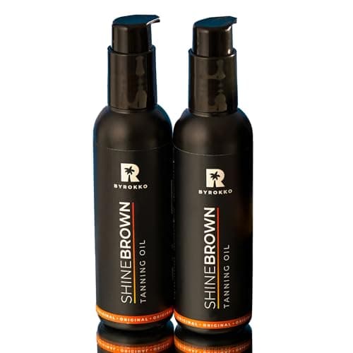 Image of BYROKKO Shine Brown Tanning Oil (150 ml), XXL Sunbed Tanning Accelerator for Outdoor Sun or Indoor Tanning Bed Lotion, Fast Bronzer with Premium Natural Ingredients for Deep, Long-Lasting Glow
