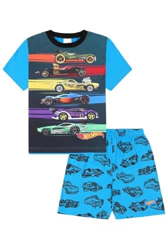 Image of Hot Wheels Boys Short Pyjama Set Cars Pjs For Kids (4-5 Years) Blue