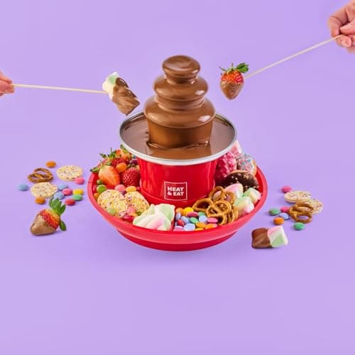 Image of Heat & Eat Chocolate Fountain With Serving Tray - Features: Serving Trays Included, Ideal For Parties, Easy To Grab And Dip Treats,Three Tiers Of Chocolate, For Every Chocolate Lover