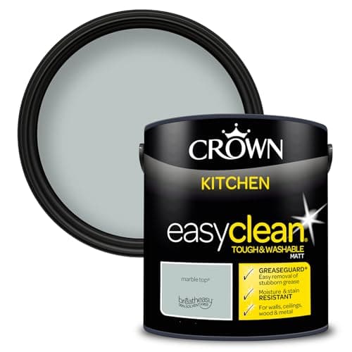 Image of CROWN Marble Top - Anti Mould Kitchen Paint - Washable, Grease & Steam Resistant - Light to Mid Grey Paint - 2.5L