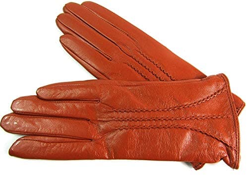 Image of Ladies Real Leather Stripe Detail Gloves (LARGE, RED)