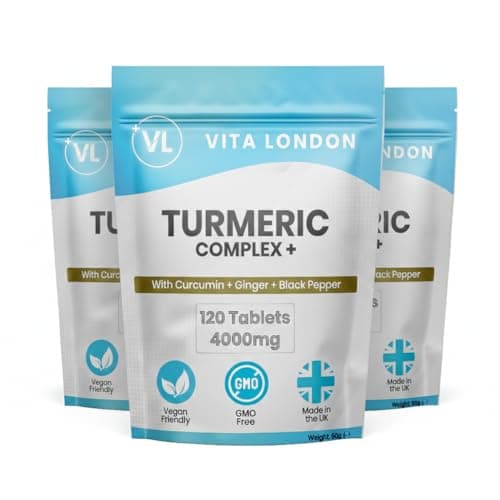 Image of Turmeric Tablets 4000mg with Black Pepper & Ginger | High Strength 95% Curcumin Turmeric+ Supplement | 360 Tablet (Gummies, Not Capsule or Powder) | Vegan, Made in UK